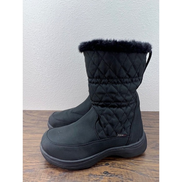 L.L.Bean Women's 7M Tek 2.5 Black Waterproof Faux Fur Boots - Picture 1 of 12